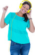 woman enjoying music through headphones
