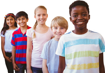 Smiling little school kids in school corridor