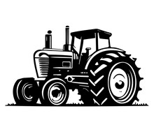 Modern Farm Tractor Agricultural Machinery Illustration