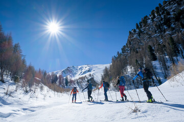 Beautiful backcountry skiing in Queyras, French Alps, France Europe