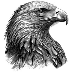 Hand Drawn Engraving Pen and Ink Eagle Head Vintage Vector Illustration