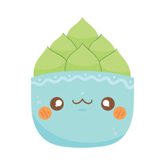 Poster - Happy blue kawaii plant pot