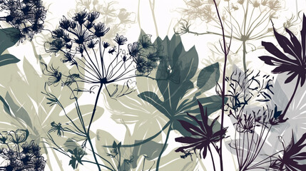 Wall Mural - Serene Botanical Oasis: Tranquil Springtime Florals generative ai