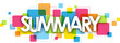 SUMMARY colorful typography banner on transparent background