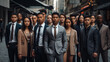 © IBEX.Media - Large group of various races of business people on the Street . Generative AI illustration