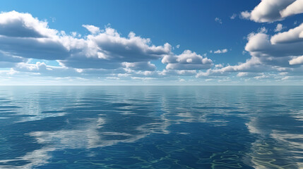 Sticker - 3d rendering of simple seascape with calm water. Generative Ai