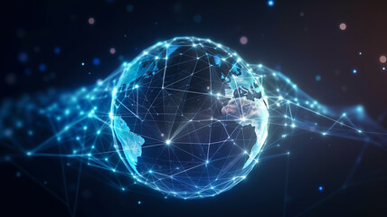 global world network and telecommunication on earth illustration