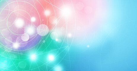 Wall Mural - panoramic abstract dot and circle light connection background, the world is connect concept, digital