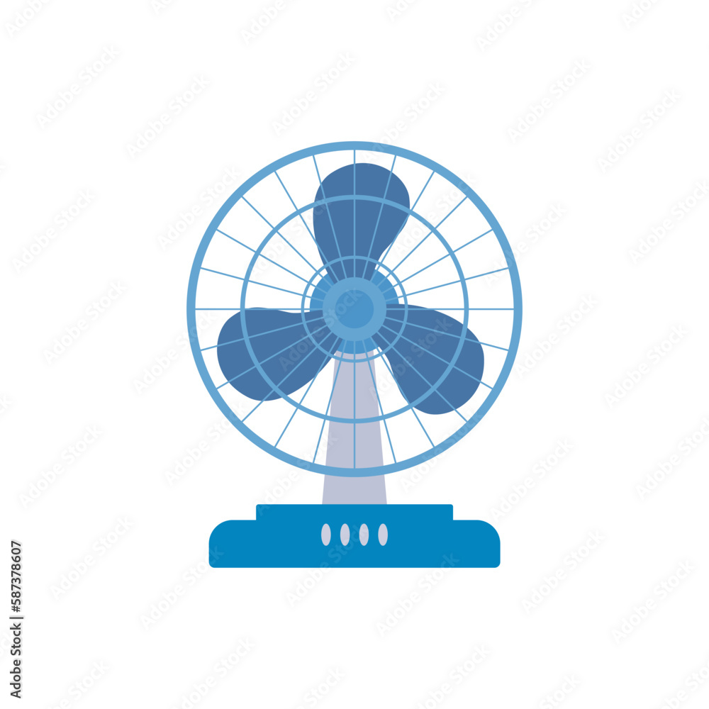 electric fan flat design vector illustration isolated on white ...