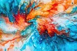 abstract painting with blue and orange colors. Generative AI