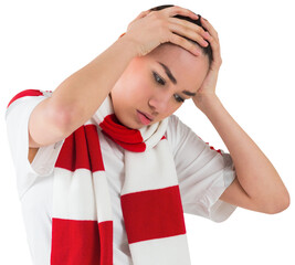 Wall Mural - Disappointed football fan looking down