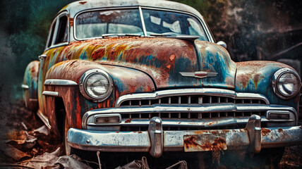 Wall Mural - old car wallpaper Ai Generative	