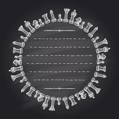 Wall Mural - chess frame chalkboard art with chess figures and place for text
