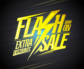 Wall Mural - Flash sale, extra discounts web banner mockup