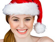 © vectorfusionart - Pretty girl in santa costume smiling at camera