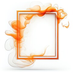 Wall Mural - Orange swirling smoke square frame isolated on white background. Orange color abstract smooth flowing vapour. Ai generated square frame design.