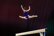 woman gymnast exercise split jump in balance beam gymnastics, sports summer games