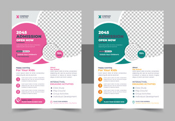 kids back to school education admission flyer poster layout template, online school kids education a