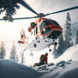 First Responder Rescue Helicopter In Snow Mountains Search And Rescue Generative AI