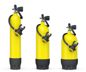 Set of diving tank full oxygen for snorkeling on white background.