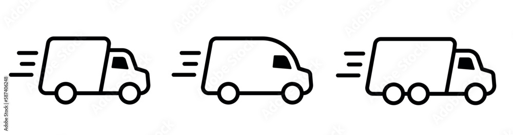 Fast shipping delivery truck icon set. Express delivery. Freight ...