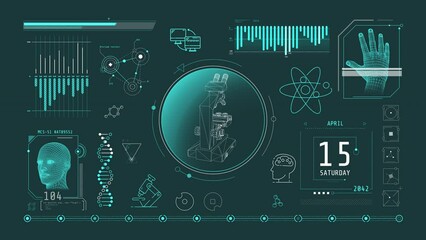 Wall Mural - Animation of biomedical research infographics on alpha channel.