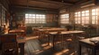 © Wevan Graphic - High quality 2D anime classroom background, summer vibe, Generative AI