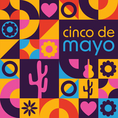 Wall Mural - Cinco De Mayo. Inscription May 5 in Spanish. Holiday concept. Template for background, banner, card, poster with text inscription. Vector EPS10 illustration.