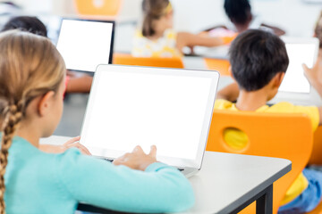 Young girl using laptop