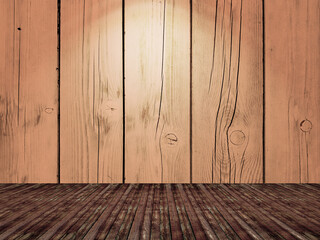 Wall Mural - Brown wooden wall and floor in empty room