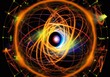 An image of the Higgs boson, also known as the God particle, abstract cosmic background. Created with generative AI tools