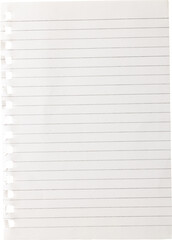 Canvas Print - image of close up of ruled sheet of paper with copy space on transparent background