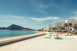 Altea seaside promenade with recreation and active leisure areas on sunny day. Altea - beautiful authentic Spanish village in Alicante Province, Valencian Community, by Mediterranean Sea in Spain