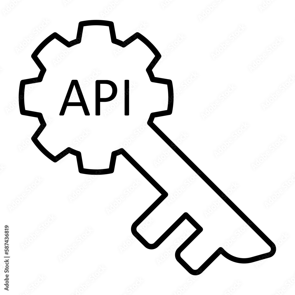 Api Key Outline Icon Stock Vector | Adobe Stock