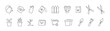 Garden outline icon set. Garden seeding, tools. Watering can, secateur, pot plant. EPS 10