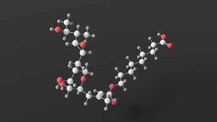  mupirocin molecule, molecular structure, antibacterials, ball and stick 3d model, structural chemical formula with colored atoms