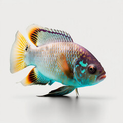 Wall Mural - Fish on White Background. Generative AI