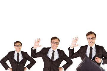 Wall Mural - Nerdy businessman waving