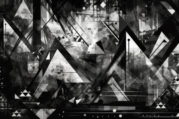 Canvas Print - Abstract Shapes in Black and White. Generative AI