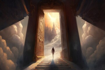 Wall Mural - Ascent Through Heaven's Mystical Corridor Generative AI