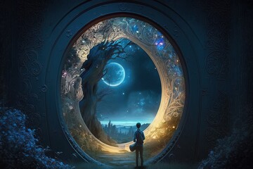 Wall Mural - Awe and Wonderment: The Portal of Dreams Generative AI