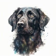 Black Dog Illustration With Light Watercolor On White Background, Minimalist Animal Painting, Light Watercolor Artwork, Unique Wall Décor, Ai Art. Generative Ai