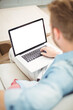 © vectorfusionart - Young man using laptop at home