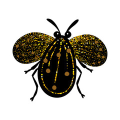 Wall Mural - black and gold glitter bug beetle, celestial vector fairy insect golden art illustration