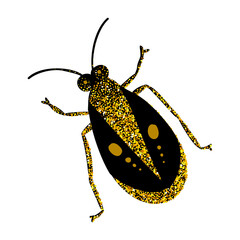 Wall Mural - black and gold glitter bug beetle, celestial vector fairy insect golden art illustration