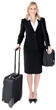 Smiling businesswoman holding a suitcase