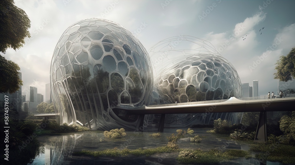 Future of Architecture: Visionary Design in 50 Years in 8K created with generative ai technology