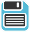Floppy disk symbol over white background