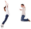 Couple jumping in the air