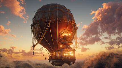 Sticker - Illustration of a steampunk balloon.